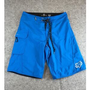 Fox Racing Board Shorts Mens Size 32 Blue Beach Summer Swimwear Surfer Surf